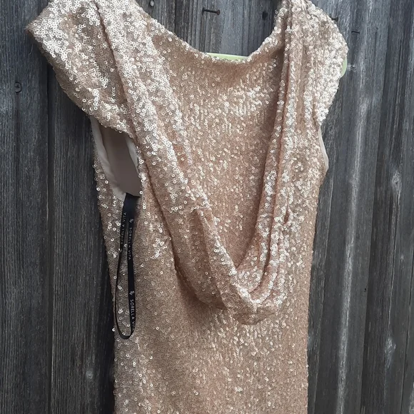Sorella Vita SV Gold Sequin Dress Low Back Size 10 Gorgeous Gown Bridal Prom - Picture 11 of 16